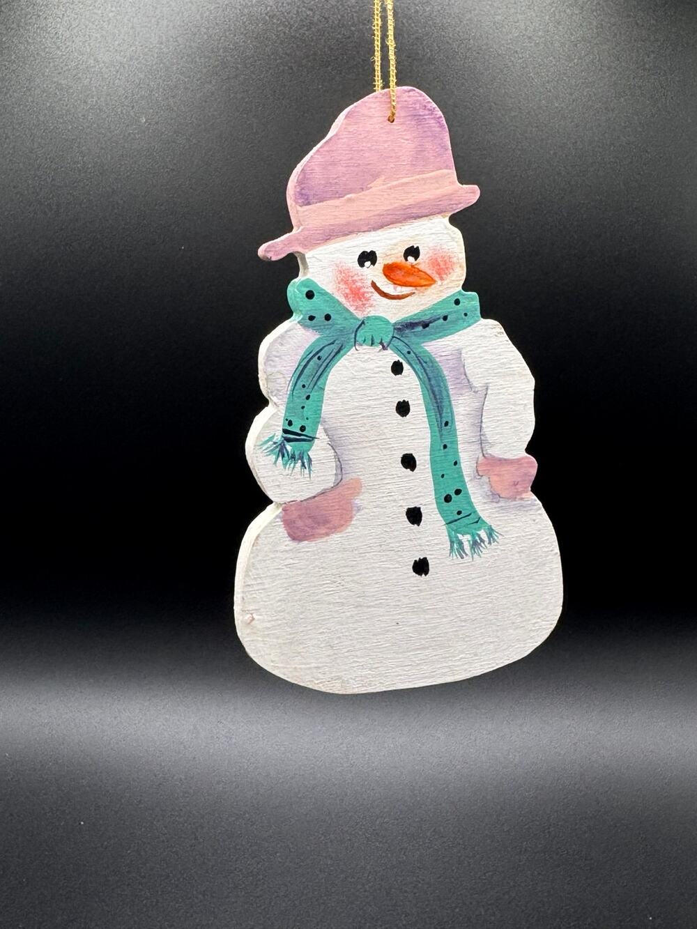 Vintage Christmas Snowman & Angel - Hand Painted Signed Folk Art Set